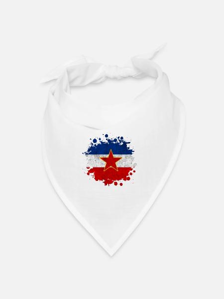 Jugoslawien Vintage Flaggen Klecks - Bandana Dreieckstuch - Weiß