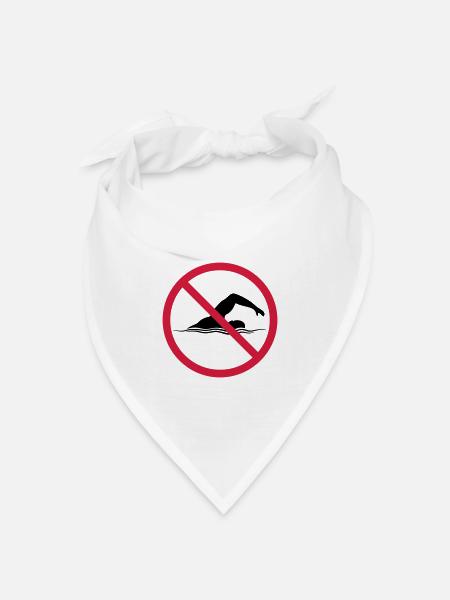Verboten Schild Schwimmen - Bandana Dreieckstuch - Weiß