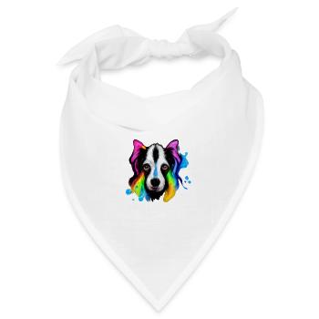 Border Collie Design in Farbe - Bandana Dreieckstuch - Weiß - Vorne