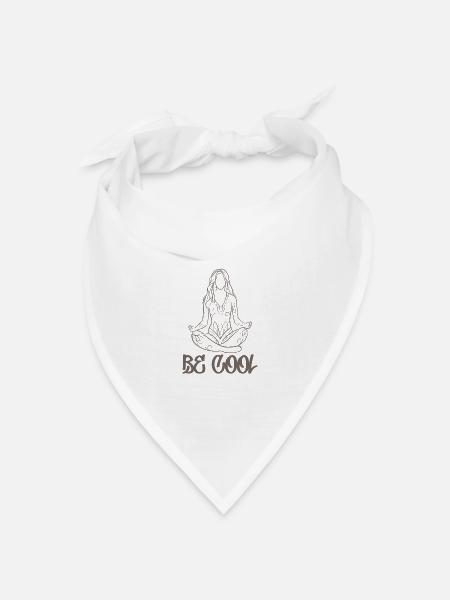 BE COOL Yoga Design Line Art Stil - Bandana Dreieckstuch - Weiß