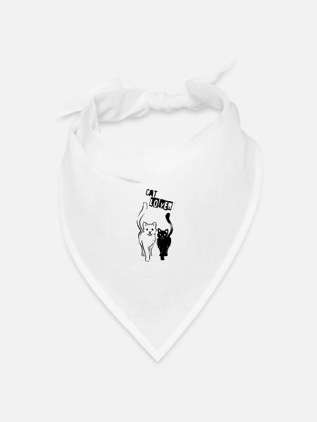 CAT LOVER - Katzenliebhaber / Schwarz & Weiß - Bandana Dreieckstuch - Weiß