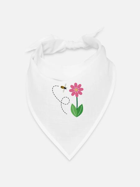 Die Blume und die Biene - Bandana Dreieckstuch - Weiß