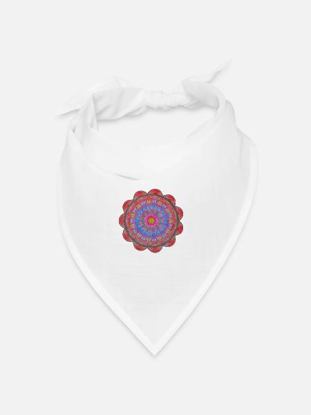 Kreismandala Farbexplosion - Bandana Dreieckstuch - Weiß