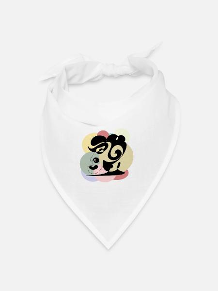 Linienzeichnung Mann - Bandana Dreieckstuch - Weiß