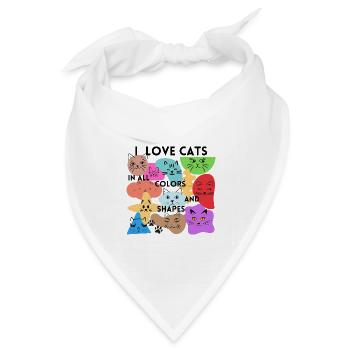 I Love Cats in all Colors and Shapes - Bandana Dreieckstuch - Weiß - Vorne