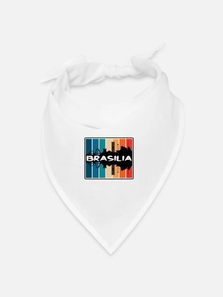 Brasilia Brasilien Skyline Silhouette Reisesouvenir - Bandana Dreieckstuch - Weiß