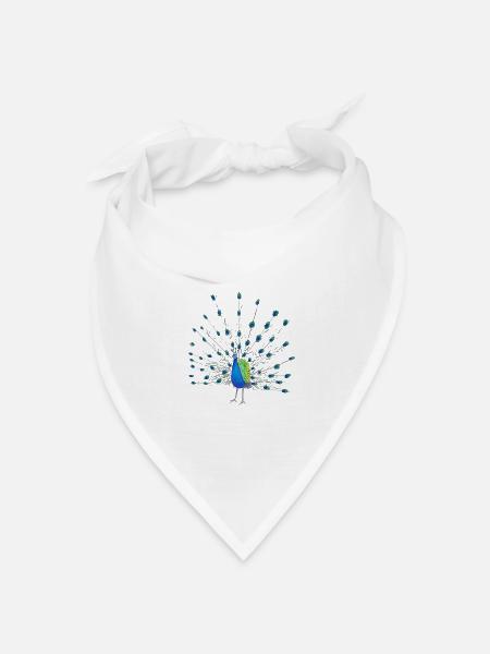 Pfauenfeder Kunst - Bandana Dreieckstuch - Weiß