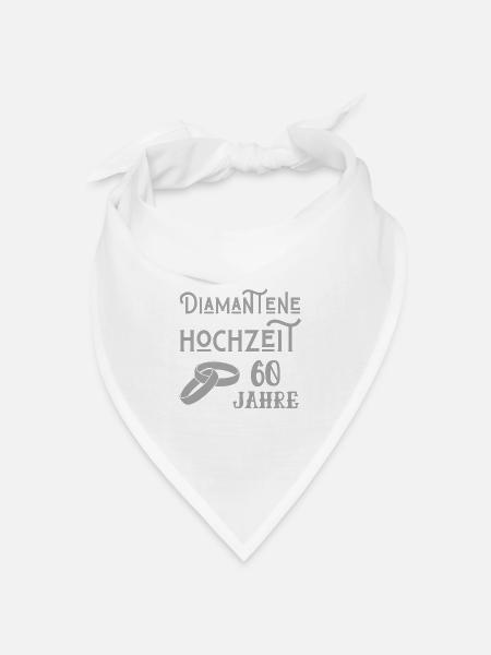 Diamantene Hochzeit 60 Jahre verheiratet Jubiläum - Bandana Dreieckstuch - Weiß