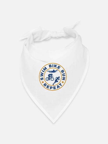 Schwimmen Radfahren Laufen Wiederholen - Bandana Dreieckstuch - Weiß