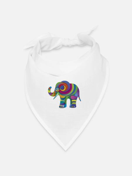 Kleiner Farbenelefant - Bandana Dreieckstuch - Weiß