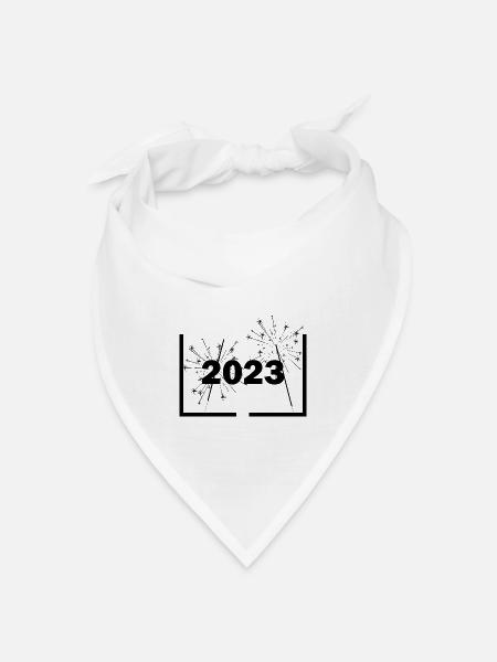 Silvester Neujahr 2023 - Bandana Dreieckstuch - Weiß