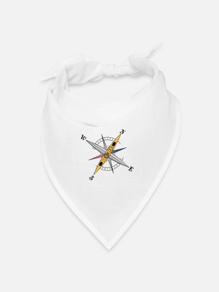Cooles Kajak Design mit Kompassrose, gelbes Kayak - Bandana Dreieckstuch - Weiß