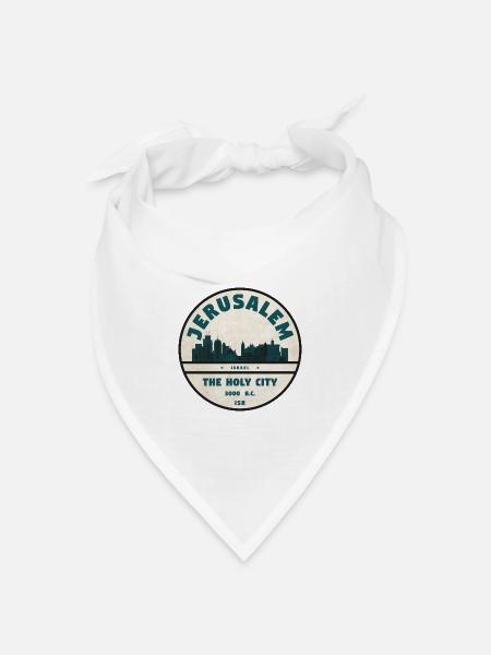 Jerusalem Skyline Retro Abzeichen - Bandana Dreieckstuch - Weiß