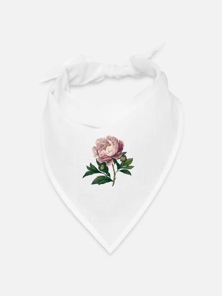 Traditionelle Pfingstrose - Vintage Rosa Aquarel - Bandana Dreieckstuch - Weiß