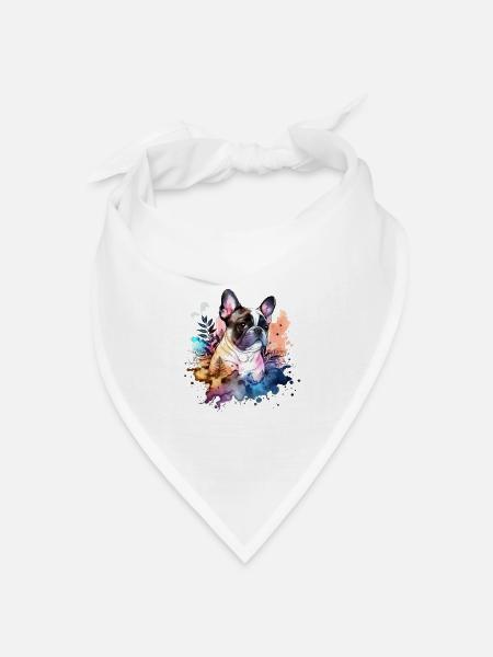 Französische Bulldogge - Bandana Dreieckstuch - Weiß