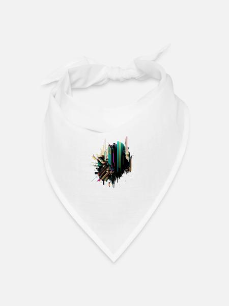 Abstrakte Kunst | Glitch Art | Abstrakt - Bandana Dreieckstuch - Weiß