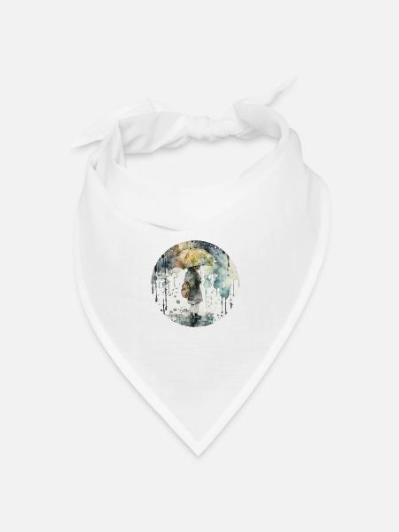 Mädchen mit Regenschirm - Bandana Dreieckstuch - Weiß