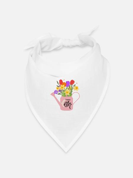 Happy Easter | Gießkanne mit Osterglocken - Bandana Dreieckstuch - Weiß