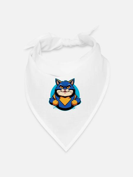 Superheld Katze - Bandana Dreieckstuch - Weiß