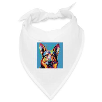 Deutscher Schäferhund Pop Art - Bandana Dreieckstuch - Weiß - Vorne