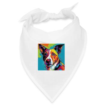 Jack Russel Terrier Pop Art - Bandana Dreieckstuch - Weiß - Vorne