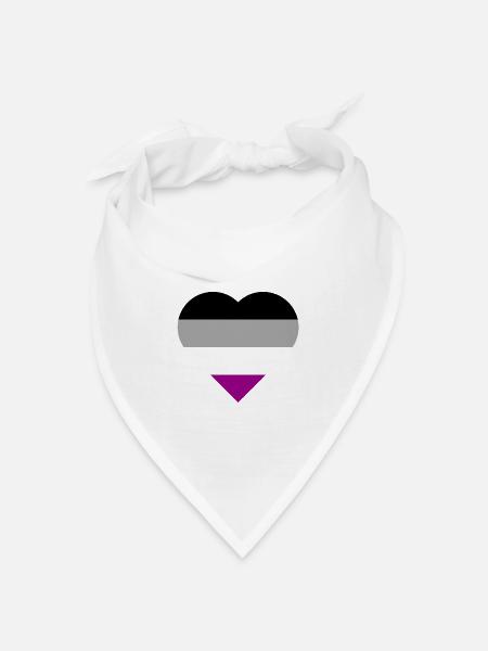 Asexual Pride Herzdesign - Bandana Dreieckstuch - Weiß