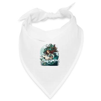 Surfende Sirene - Bandana Dreieckstuch - Weiß - Vorne