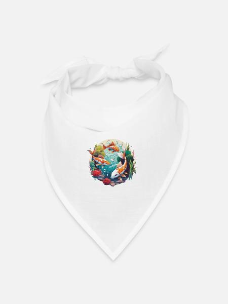 Koi-Wunderland - Bandana Dreieckstuch - Weiß