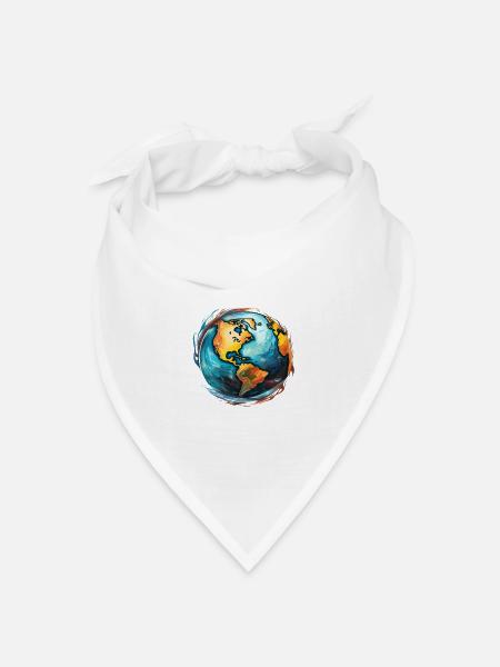 Globus in Bewegung - Bandana Dreieckstuch - Weiß