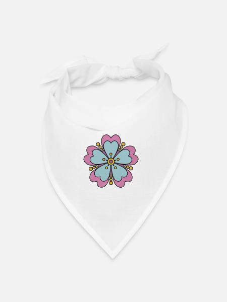 Niedliche Funky Hippie Boho Blume - Bandana Dreieckstuch - Weiß