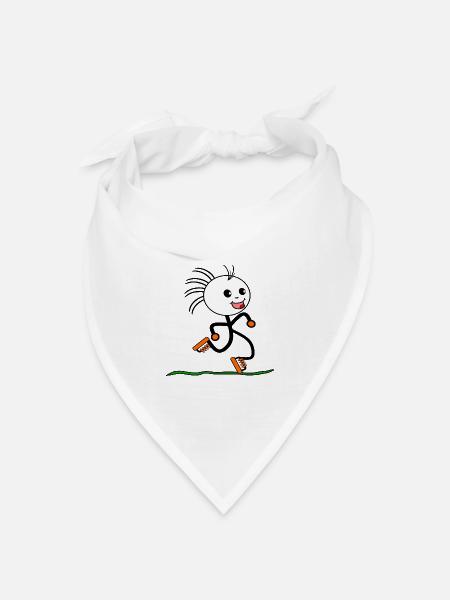 Strichmännchen Laufen SPORT RUNNING LÄUFER - Bandana Dreieckstuch - Weiß