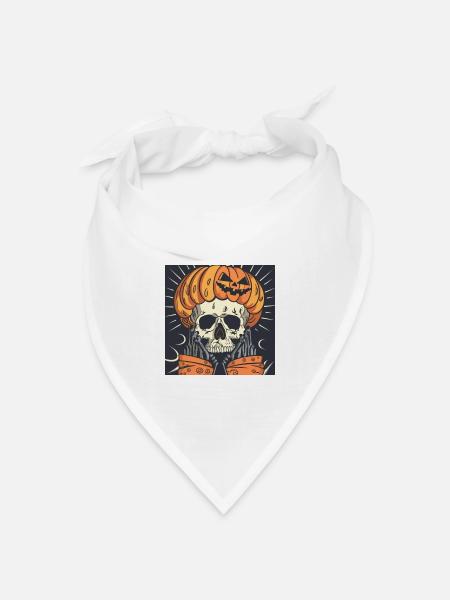 Retro Pumpkin SkullHalloween - Bandana Dreieckstuch - Weiß
