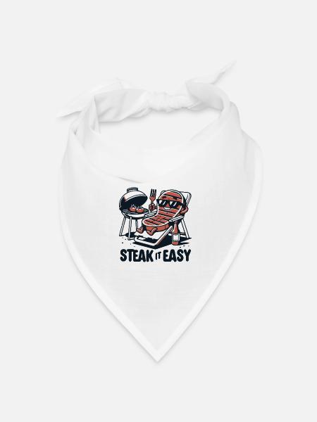 steak it easy grillen grill geschenk lustig chill - Bandana Dreieckstuch - Weiß
