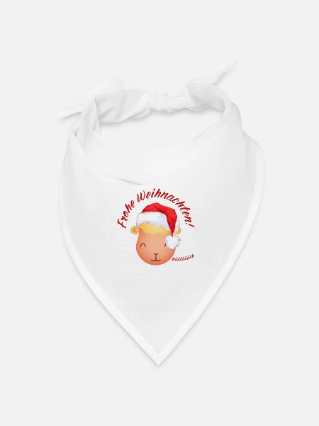 Frohe Weihnachten Weihnachtsschaf Lamm rot - Bandana Dreieckstuch - Weiß