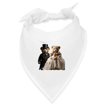Zwei glücklich frisch verheiratete Bären - Bandana Dreieckstuch - Weiß - Vorne