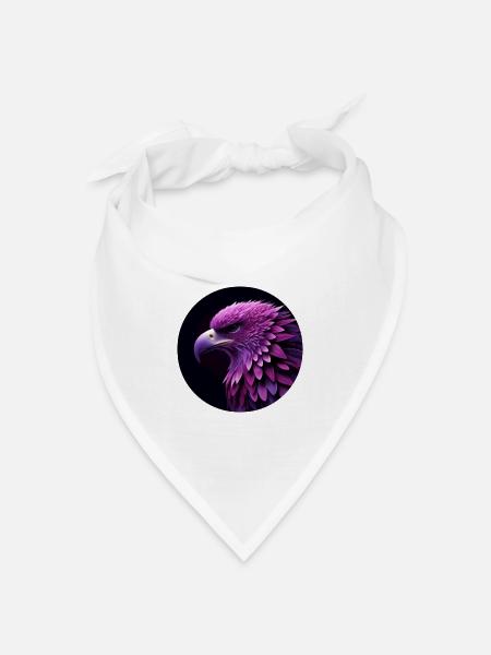 Adler Kopf lila und rosa, schwarzer Hintergrund - Bandana Dreieckstuch - Weiß