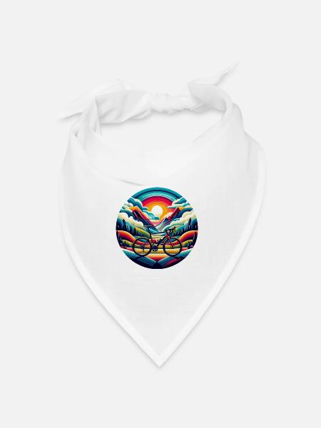 Rennrad, Schotterlandschaft - Bandana Dreieckstuch - Weiß