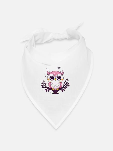 Süße Eule in Pink - Bandana Dreieckstuch - Weiß
