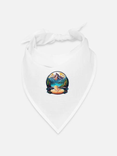 Berg / Alpen / Gipfel / Natur / Wald / Gestein - Bandana Dreieckstuch - Weiß