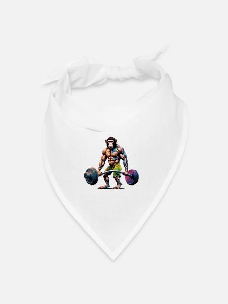 Bodybuilder / Sport / Fitness / Affe / Muskeln - Bandana Dreieckstuch - Weiß