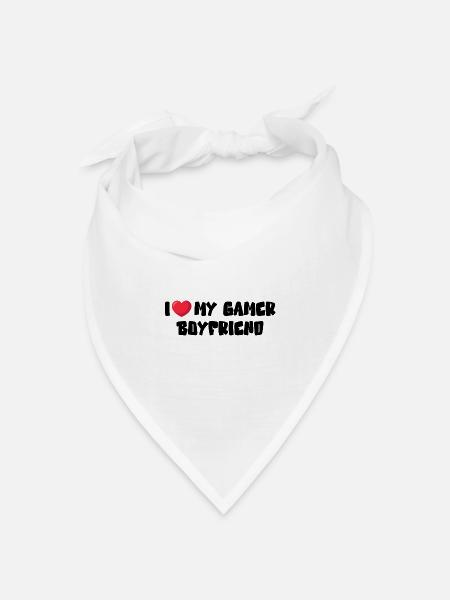 I Love My Gamer Boyfriend - Bandana Dreieckstuch - Weiß