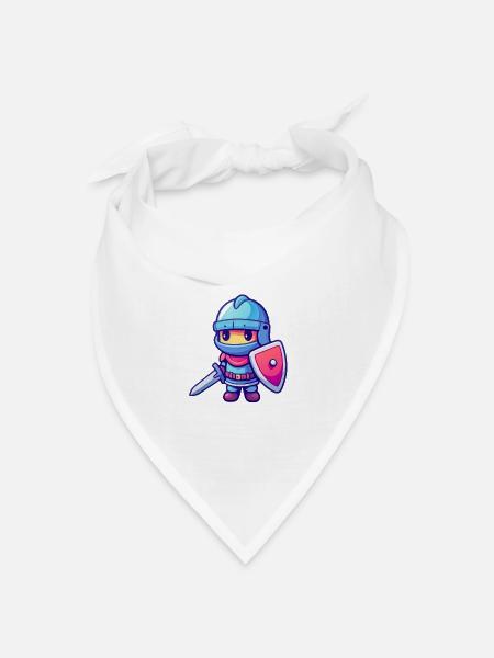 Tapferer Ritter im Comicstil für Kinder - Bandana Dreieckstuch - Weiß