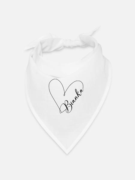 Bianka Name Herzlinie - Bandana Dreieckstuch - Weiß