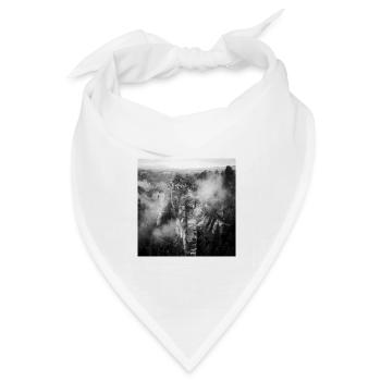Basteibrücke Sächsische Schweiz Nebel Poster - Bandana Dreieckstuch - Weiß - Vorne
