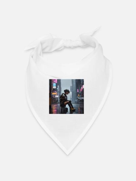 Cyberpunk Regenkämpferin - Bandana Dreieckstuch - Weiß