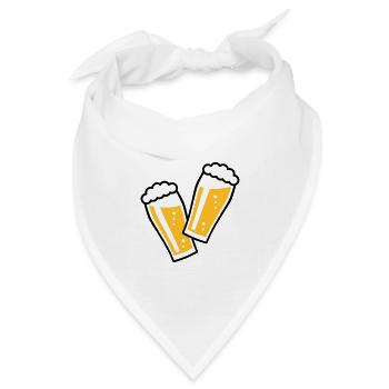 2 Biergläser Stoßen An (Bier / Willibecher / 2C) - Bandana Dreieckstuch - Weiß - Vorne