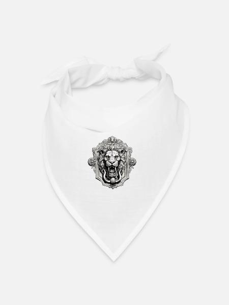 Löwenkopf / Türklopfer / Klingel / Antik / alt - Bandana Dreieckstuch - Weiß
