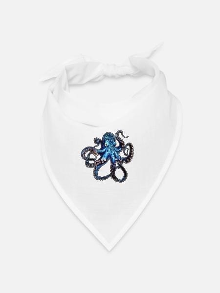 Tiefsee Oktopus in Blau - Bandana Dreieckstuch - Weiß