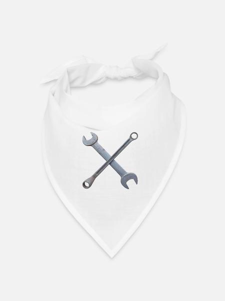 Kreuz der Schraubenschlüssel Industrie - Bandana Dreieckstuch - Weiß