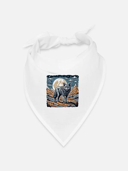 Wolf / Rudel / Wald / Wild / Tierwelt / heulen - Bandana Dreieckstuch - Weiß